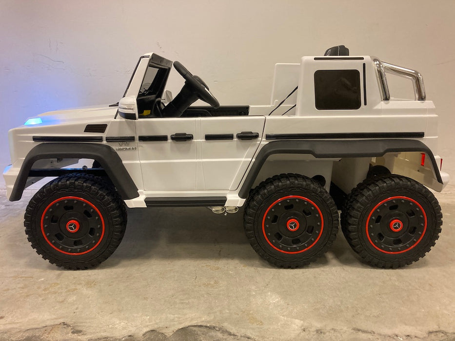Mercedes G63 AMG 6x6 Kinderauto 12V 4WD + 2.4G RC (wit) - Trapautodealer