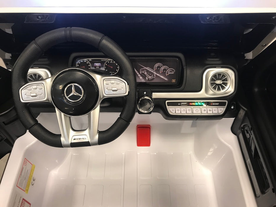 Mercedes G63 AMG Kinderauto 2-Persoons 24V + 2.4G RC 4WD (wit) - Trapautodealer