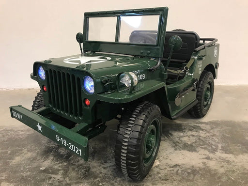 Army Legerjeep 4WD 3-Persoons Kinderauto 24V + 2.4G RC (Willy Look) - Trapautodealer