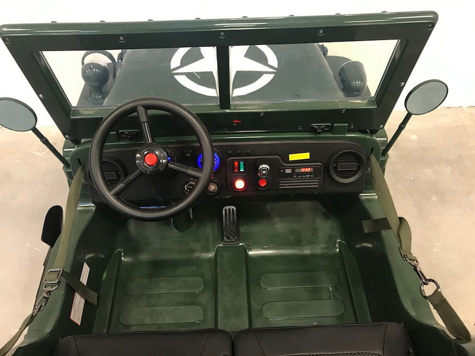 Army Legerjeep 4WD 3-Persoons Kinderauto 24V + 2.4G RC (Willy Look) - Trapautodealer