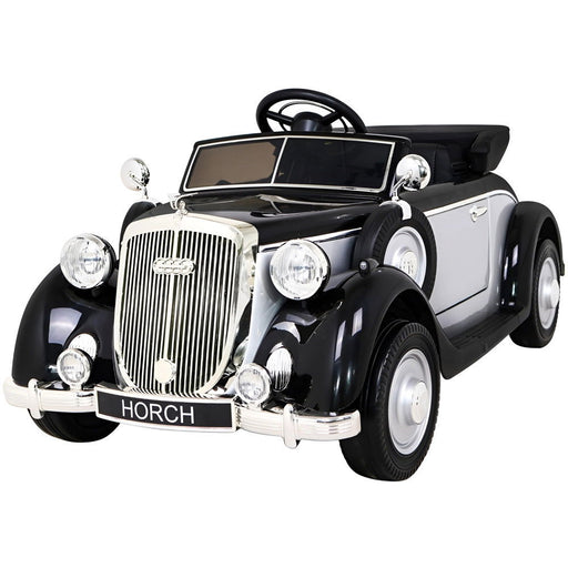 Audi Horch Oldtimer Kinderauto 12V + 2.4G Afstandsbediening (zwart/grijs) - Trapautodealer