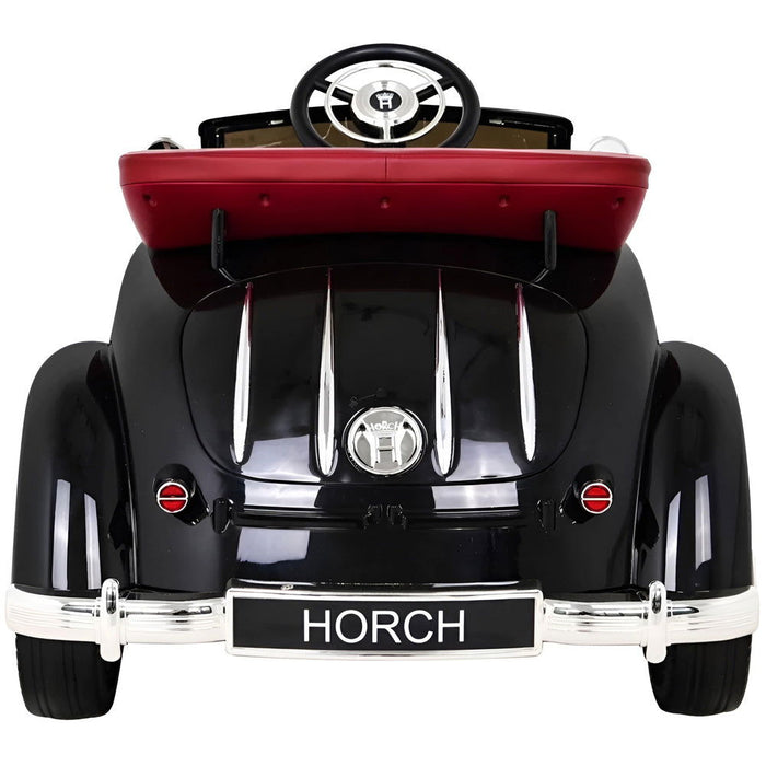 Audi Horch Oldtimer Kinderauto 12V + 2.4G Afstandsbediening (zwart/grijs) - Trapautodealer