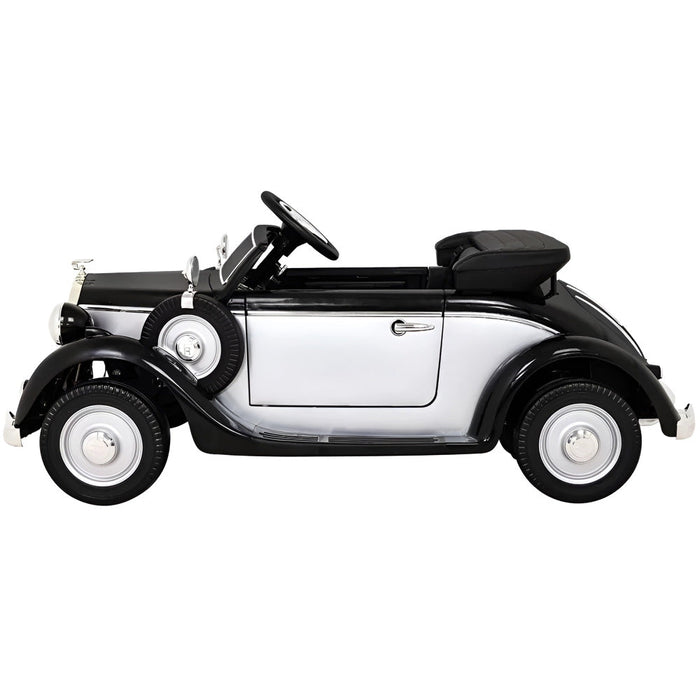 Audi Horch Oldtimer Kinderauto 12V + 2.4G Afstandsbediening (zwart/grijs) - Trapautodealer