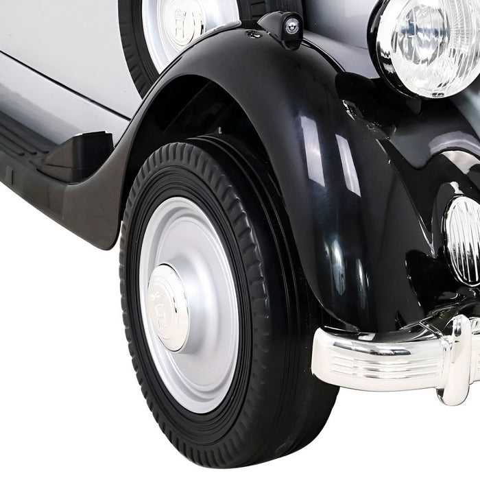 Audi Horch Oldtimer Kinderauto 12V + 2.4G Afstandsbediening (zwart/grijs) - Trapautodealer