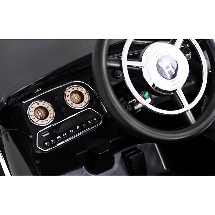 Audi Horch Oldtimer Kinderauto 12V + 2.4G Afstandsbediening (zwart/grijs) - Trapautodealer