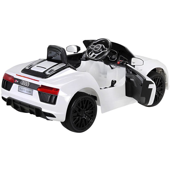 Audi R8 Spyder Kinderauto 12V + 2.4G RC (wit) - Trapautodealer