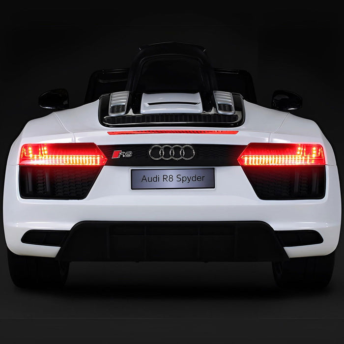 Audi R8 Spyder Kinderauto 12V + 2.4G RC (wit) - Trapautodealer