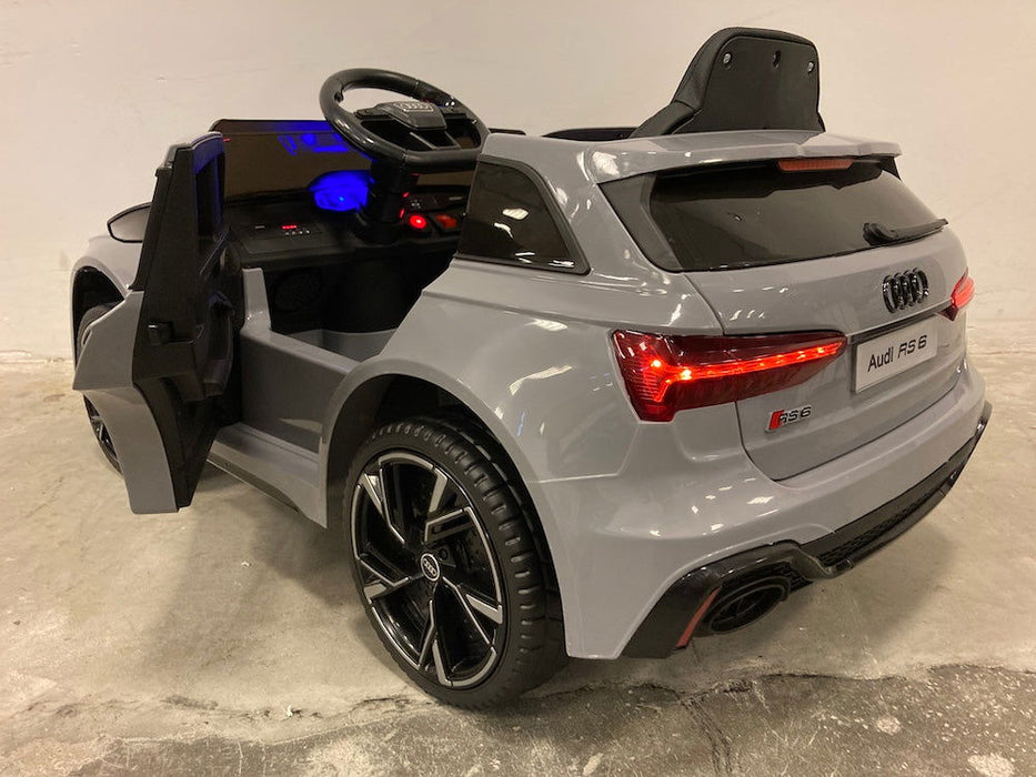 Audi RS6 Kinderauto 12 Volt + 2.4G Afstandsbediening (nardo grijs) - Trapautodealer