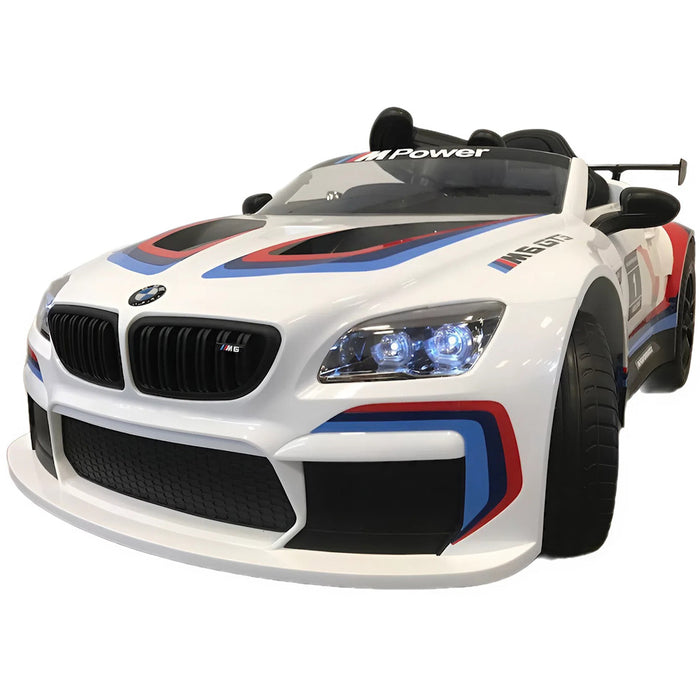 BMW M6 GT3 kinderauto 12V + 2.4G RC Wit - Trapautodealer