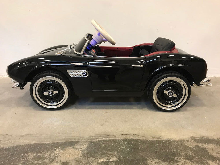 BMW 507 Oldtimer Kinderauto 12V + 2.4G Afstandsbediening (zwart) - Trapautodealer