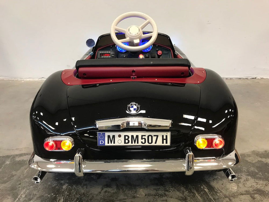 BMW 507 Oldtimer Kinderauto 12V + 2.4G Afstandsbediening (zwart) - Trapautodealer