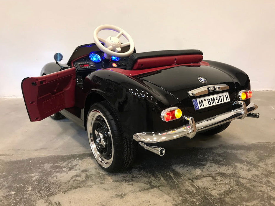 BMW 507 Oldtimer Kinderauto 12V + 2.4G Afstandsbediening (zwart) - Trapautodealer