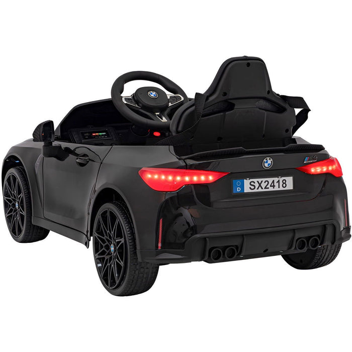 BMW M4 Competition Elektrische Kinderauto 12V + 2.4G RC (zwart) - Trapautodealer