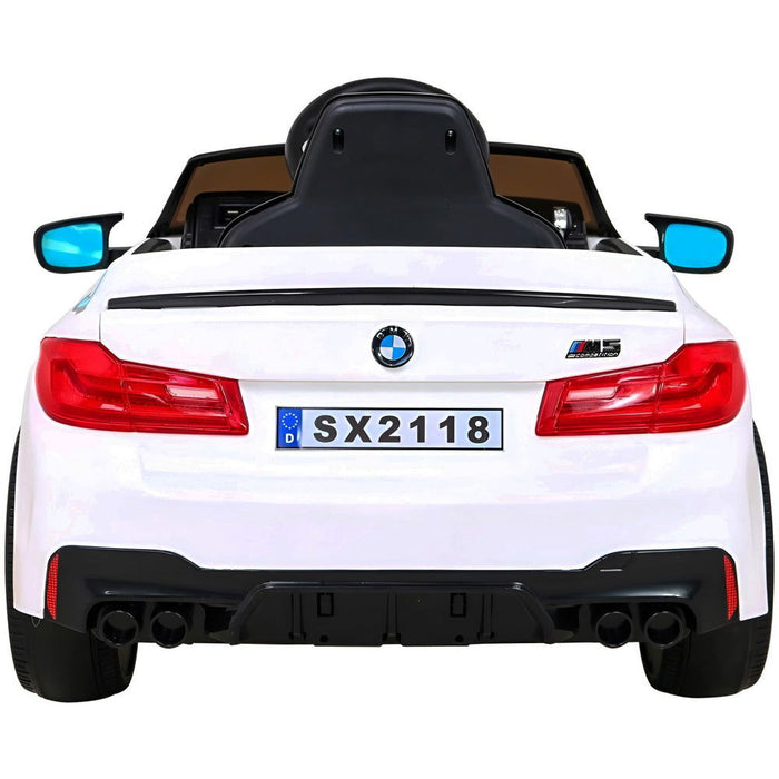 BMW M5 Elektrische Speelgoedauto 24V + 2.4G RC (wit) - Trapautodealer