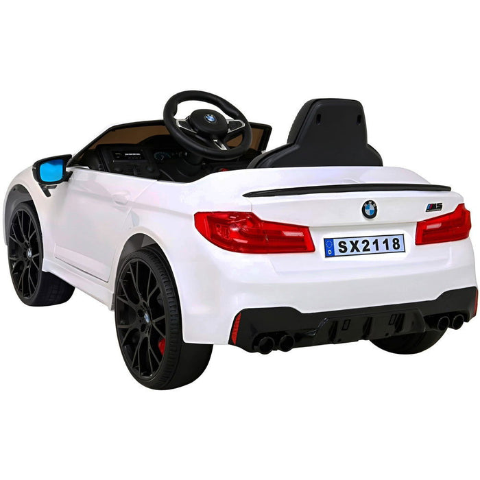 BMW M5 Elektrische Speelgoedauto 24V + 2.4G RC (wit) - Trapautodealer