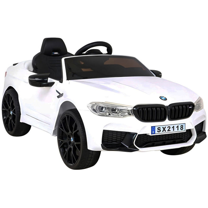 BMW M5 Elektrische Speelgoedauto 24V + 2.4G RC (wit) - Trapautodealer
