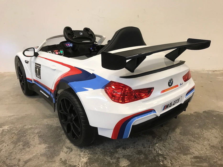 BMW M6 GT3 kinderauto 12V + 2.4G RC Wit - Trapautodealer