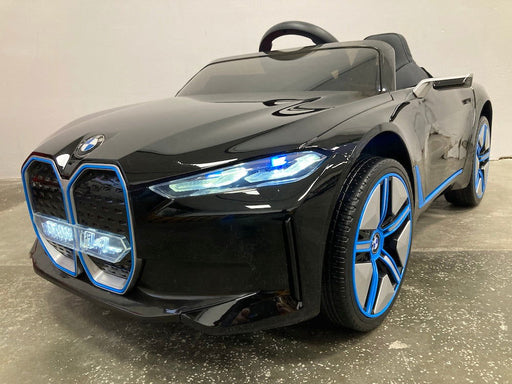 BMW i4 Elektrische kinderauto 12V  + 2.4G RC zwart metallic - Trapautodealer