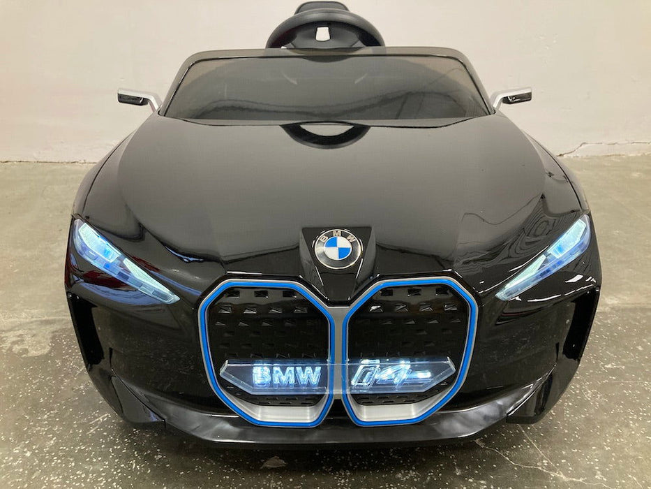 BMW i4 Elektrische kinderauto 12V  + 2.4G RC zwart metallic - Trapautodealer