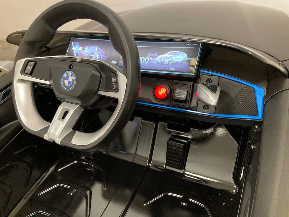 BMW i4 Elektrische kinderauto 12V  + 2.4G RC zwart metallic - Trapautodealer