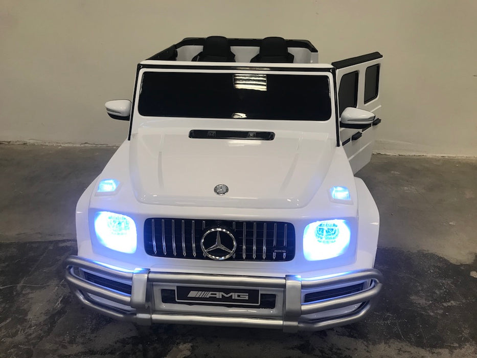 Mercedes G63 AMG Kinderauto 2-Persoons 24V + 2.4G RC 4WD (wit) - Trapautodealer