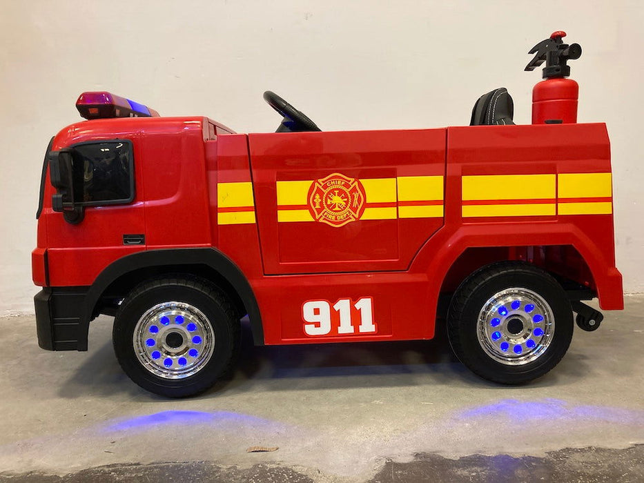 Brandweer Kinderauto 12V + 2.4G RC (rood) - Trapautodealer