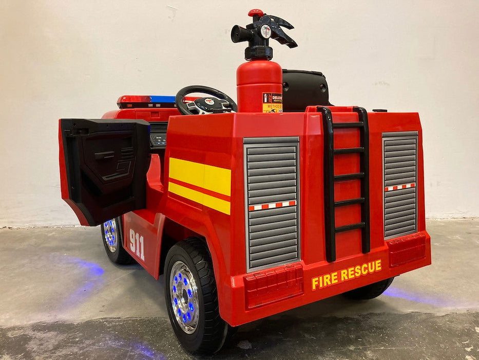 Brandweer Kinderauto 12V + 2.4G RC (rood) - Trapautodealer