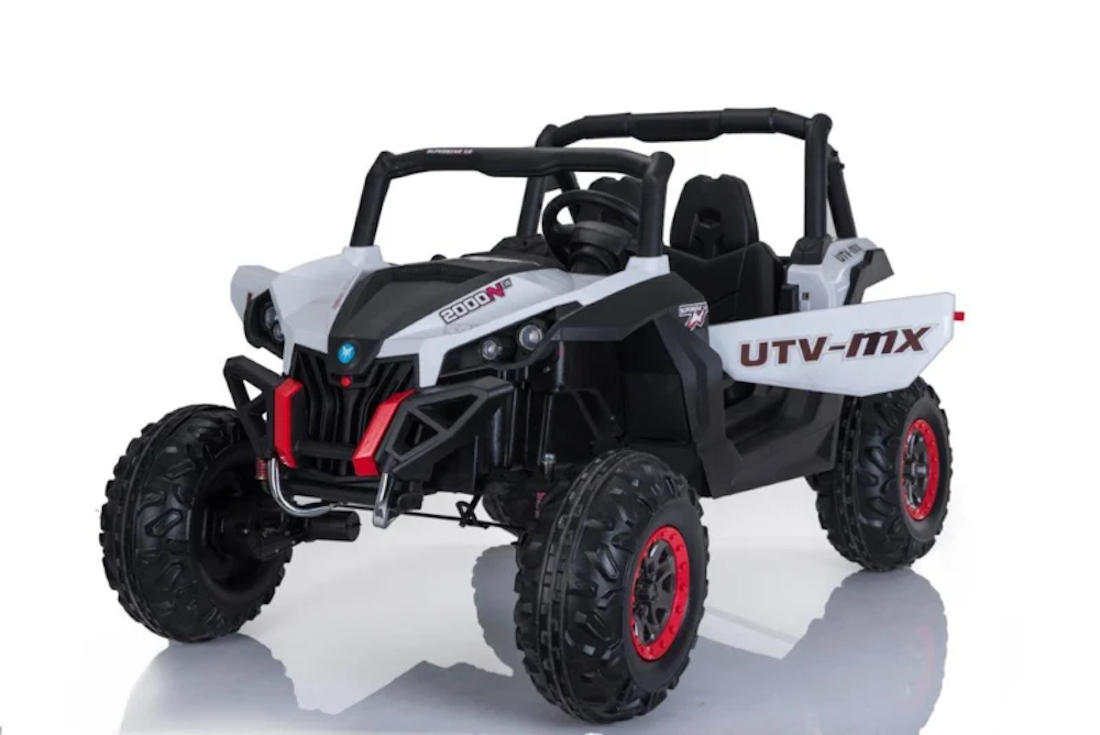 Buggy UTV MX 4WD Kinderauto 2-Persoons 12V MP4 + 2.4G RC (wit) - Trapautodealer