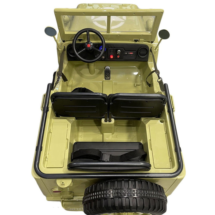 Dessert Fox Legerjeep 4WD 3-Persoons Kinderauto 24V + 2.4G RC (Willys Look) - Trapautodealer