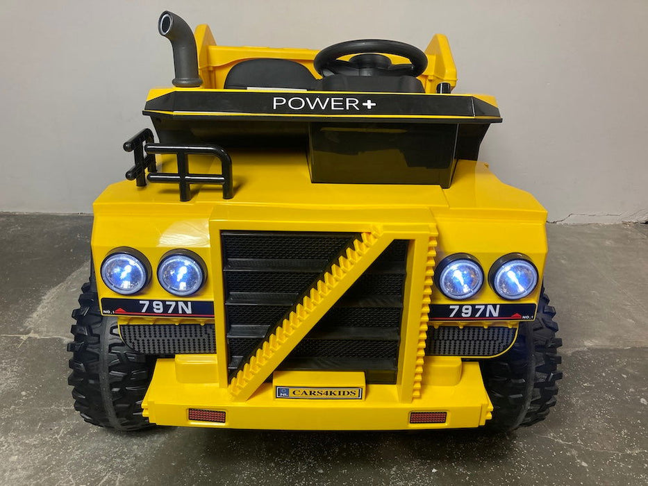 Dumper Truck Kinderauto 2-Persoons 12V 4WD + 2.4G RC (geel) - Trapautodealer