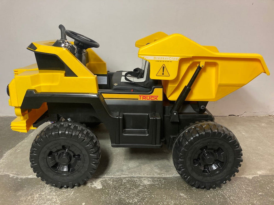 Dumper Truck Kinderauto 2-Persoons 12V 4WD + 2.4G RC (geel) - Trapautodealer