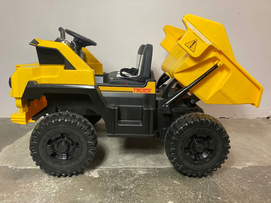 Dumper Truck Kinderauto 2-Persoons 12V 4WD + 2.4G RC (geel) - Trapautodealer