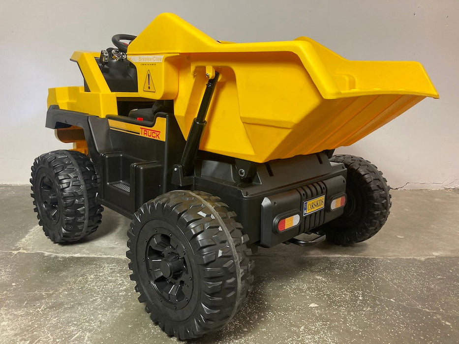 Dumper Truck Kinderauto 2-Persoons 12V 4WD + 2.4G RC (geel) - Trapautodealer