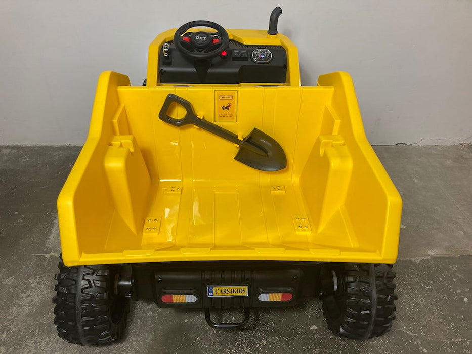 Dumper Truck Kinderauto 2-Persoons 12V 4WD + 2.4G RC (geel) - Trapautodealer