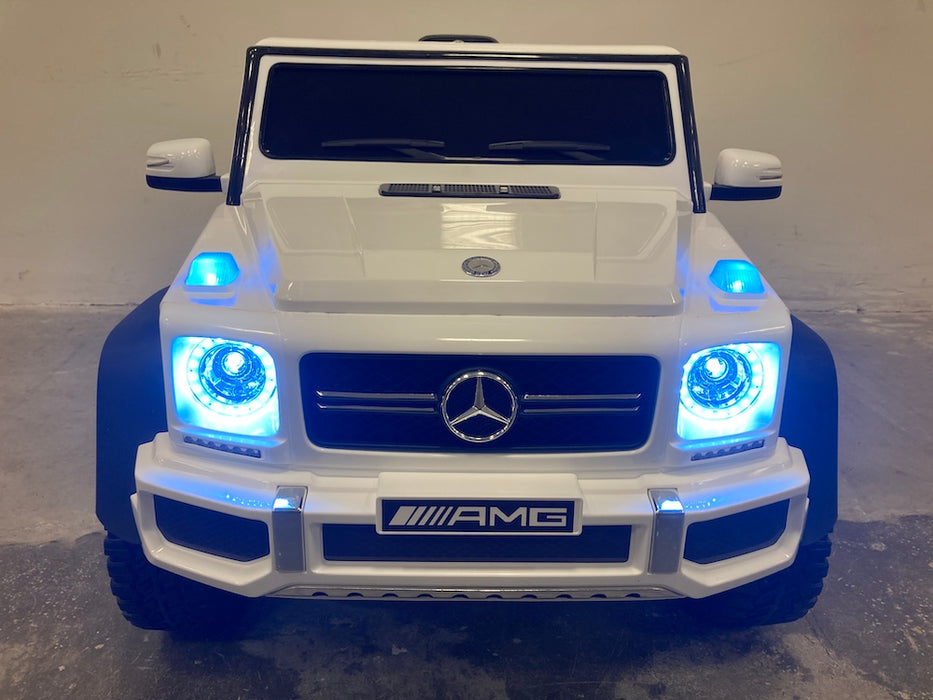 Mercedes G63 AMG 6x6 Kinderauto 12V 4WD + 2.4G RC (wit) - Trapautodealer