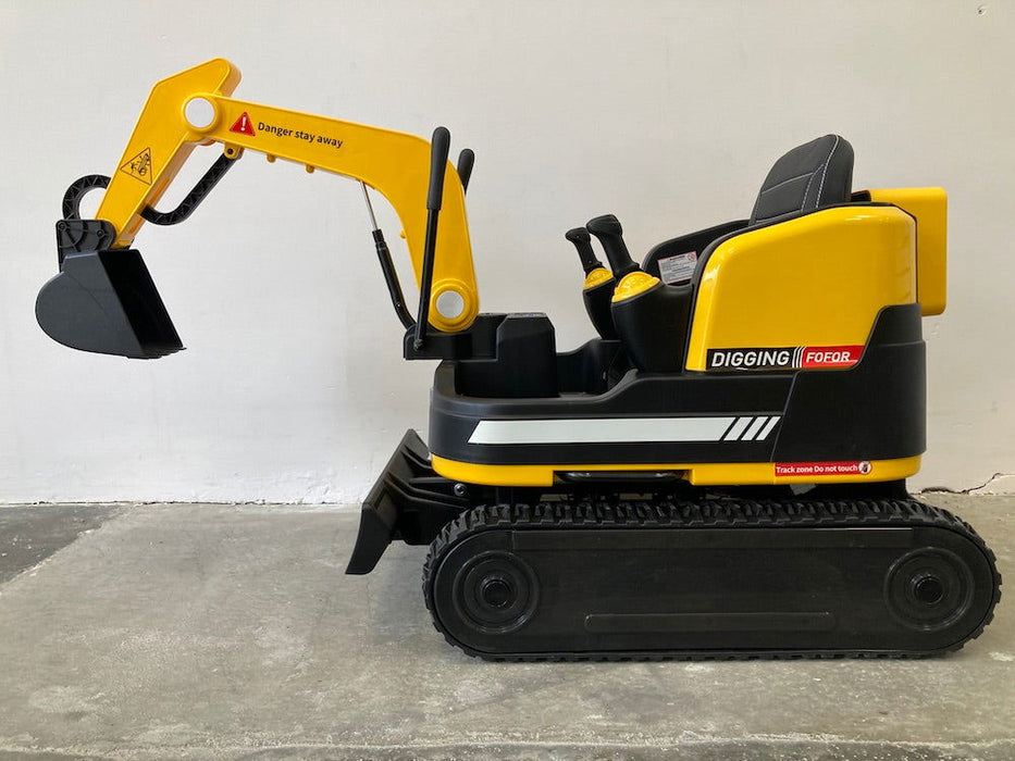 Elektrische kinder graafmachine 24V + 2.4G RC (geel) + Rupsbanden - Trapautodealer
