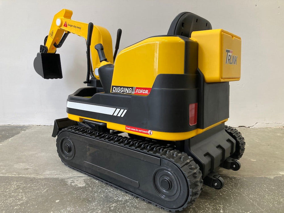 Elektrische kinder graafmachine 24V + 2.4G RC (geel) + Rupsbanden - Trapautodealer