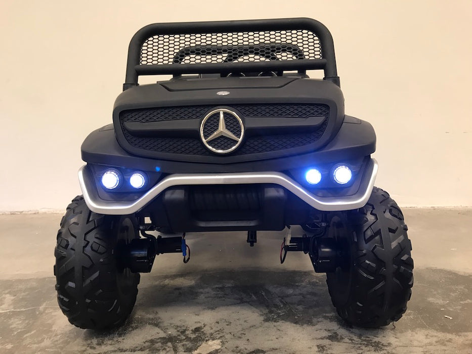 Mercedes Unimog 4WD Kinder Accuauto 2-Persoons 12V + 2.4G RC (mat zwart) - Trapautodealer