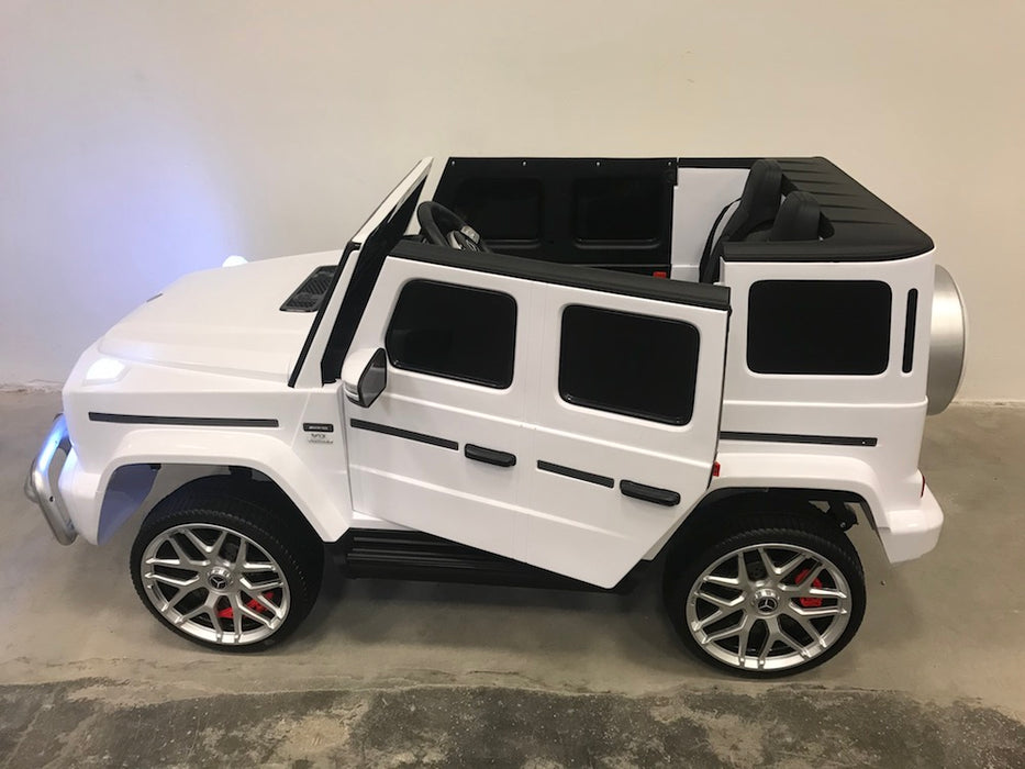 Mercedes G63 AMG Kinderauto 2-Persoons 24V + 2.4G RC 4WD (wit) - Trapautodealer