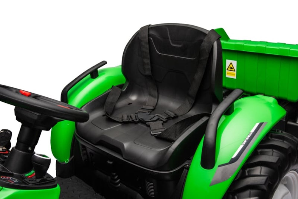 Kindertractor 24V met aanhanger/kipper + 2.4G RC (Groen) - Trapautodealer