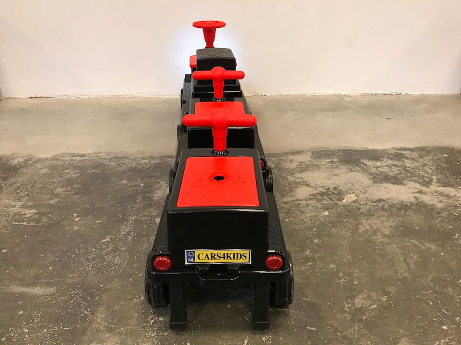 Elektrische kindertrein - Locomotief met 2 wagons 12V softstart (zwart) - Trapautodealer