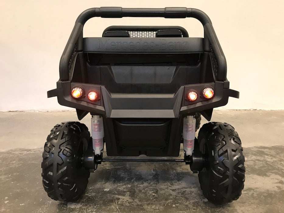 Mercedes Unimog 4WD Kinder Accuauto 2-Persoons 12V + 2.4G RC (mat zwart) - Trapautodealer