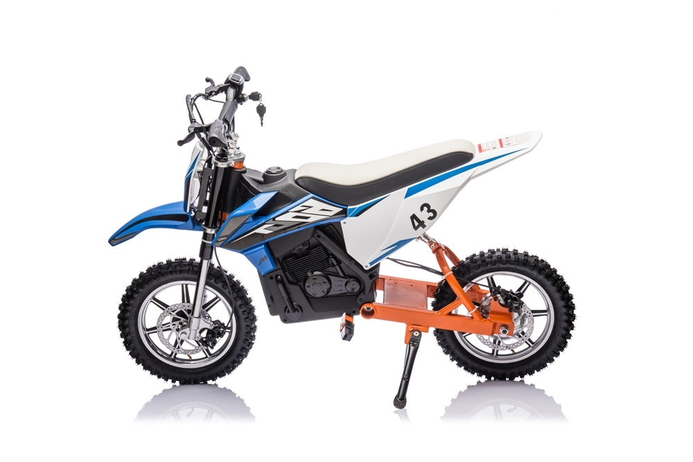 Kinder crossmotor 36V 350 watt (blauw/oranje) - Trapautodealer