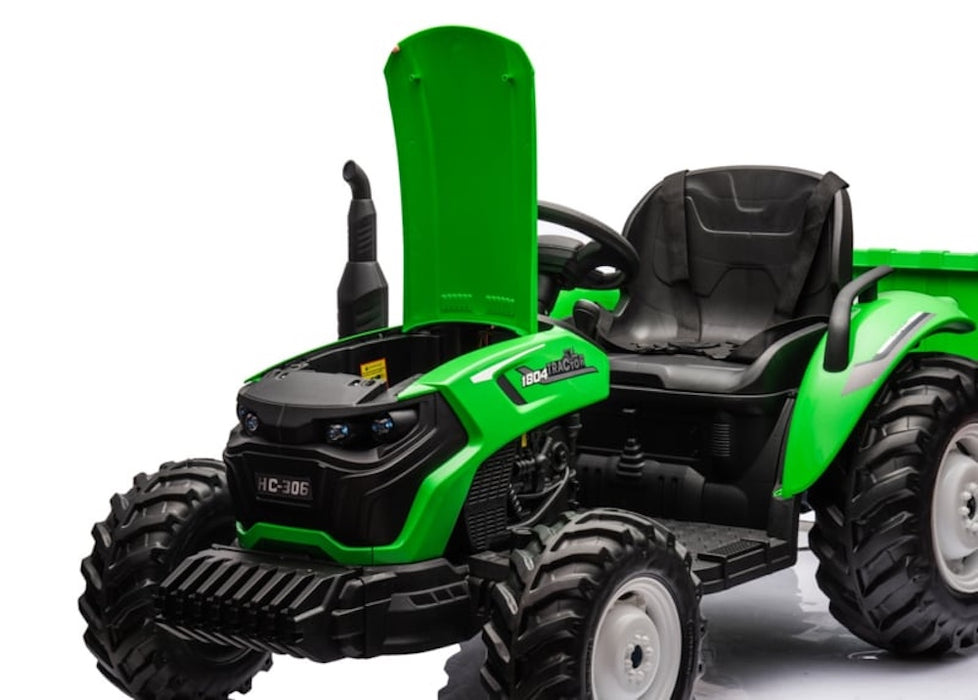 Kindertractor 24V met aanhanger/kipper + 2.4G RC (Groen) - Trapautodealer