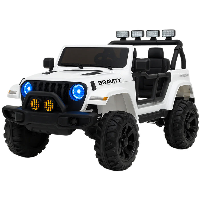 Kinderauto Gravity 12V twee persoons elektrische kinderauto (wit) - Trapautodealer