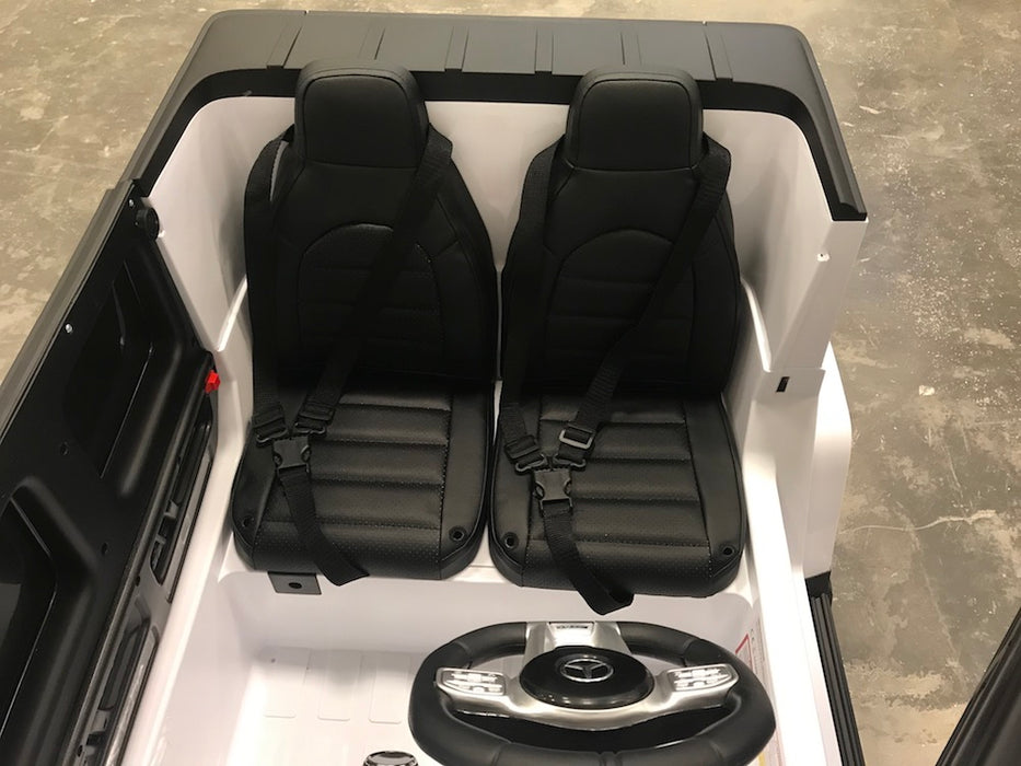 Mercedes G63 AMG Kinderauto 2-Persoons 24V + 2.4G RC 4WD (wit) - Trapautodealer