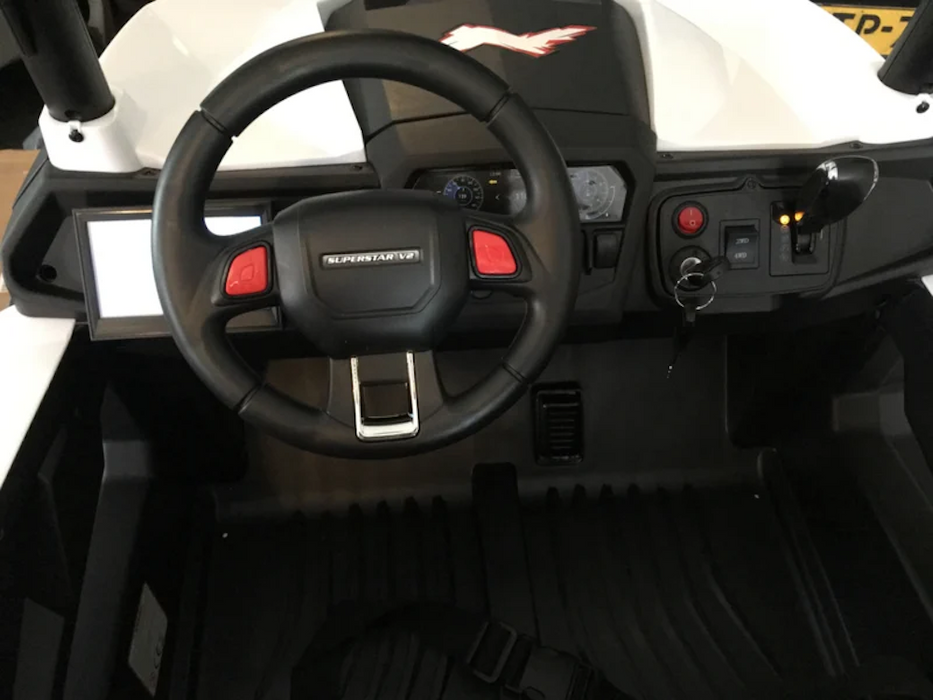 Buggy UTV MX 4WD Kinderauto 2-Persoons 12V MP4 + 2.4G RC (wit) - Trapautodealer