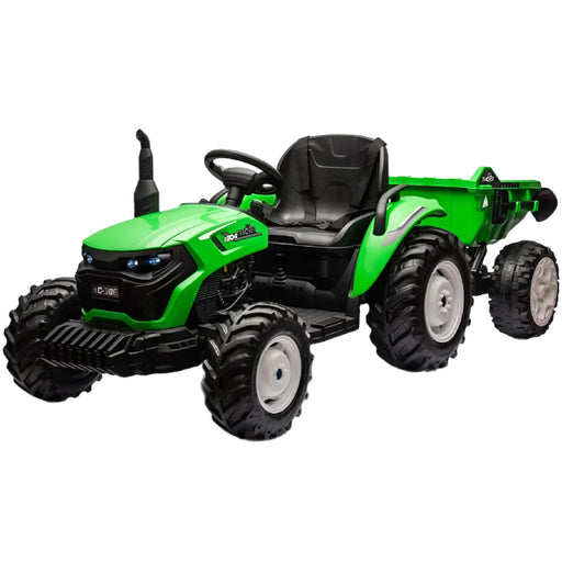 Kindertractor 24V met aanhanger/kipper + 2.4G RC (Groen) - Trapautodealer