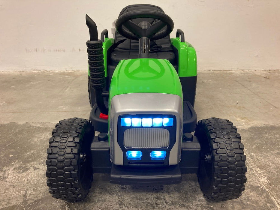 Kindertractor 12V + 2.4G RC + Aanhanger (groen) - Trapautodealer