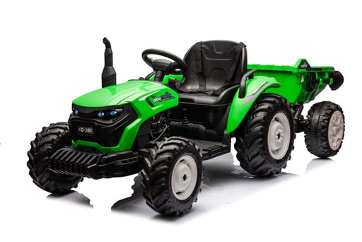 Kindertractor 24V met aanhanger/kipper + 2.4G RC (Groen)
